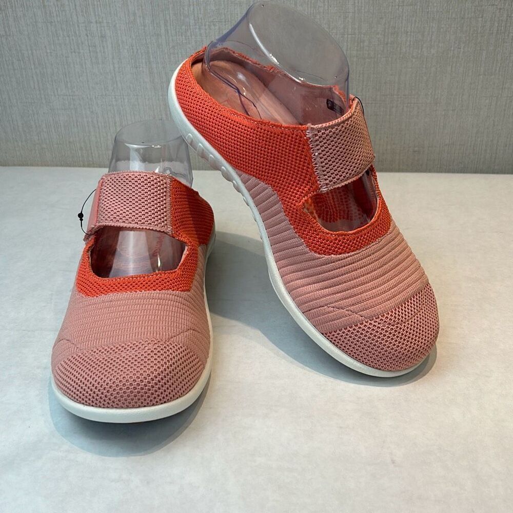 Spenco Women’s Magnolia Mary Jane Flat Coral Pink and Orange Mule Sneakers US 7